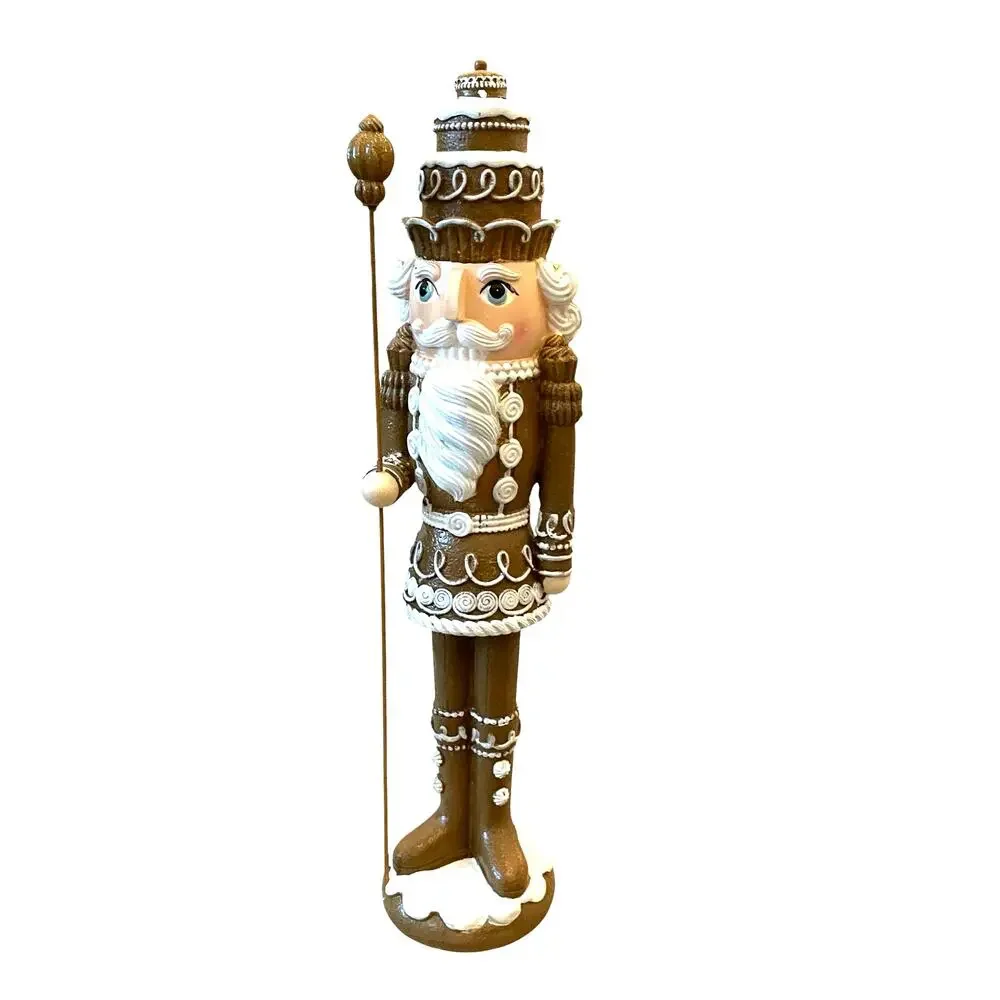 Peppermint Square Christmas GINGERBREAD NUTCRACKER 14in Brown Holiday NEW